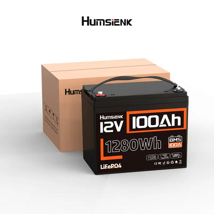 Humsienk - 12V 100Ah Group 24 LiFePO4 Battery with 100A BMS