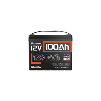 Humsienk - 12V 100Ah Group 24 LiFePO4 Battery with 100A BMS