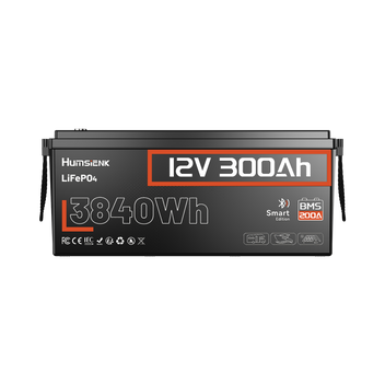 Humsienk 12V 300Ah Bluetooth LiFePO4 Battery with 200A BMS