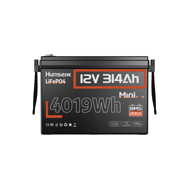 Humsienk - 12V 314Ah Mini Bluetooth LiFePO4 Battery with 200A BMS