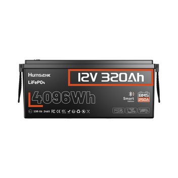 Humsienk 12V 320Ah Bluetooth LiFePO4 Caravan Lithuim Battery – 4.10kWh, 250A Smart BMS