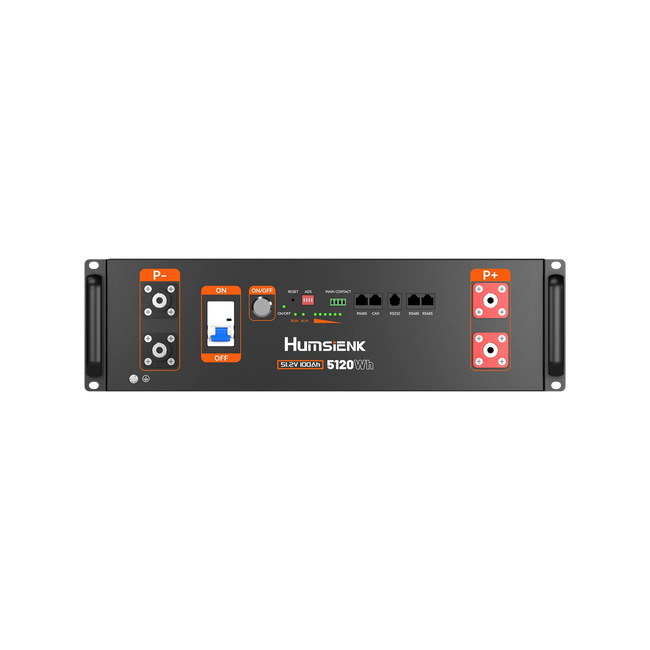 Humsienk 5.12kWh 48V (51.2V) 100Ah 3U Rack LiFePO₄ Battery – Modular Storage for Compatible 48V Inverter Systems