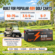 Humsienk 48V (51.2V) 100Ah LiFePO₄ Battery Kit for Golf Carts & 48V Ride-On Mowers – 200A BMS & Bluetooth
