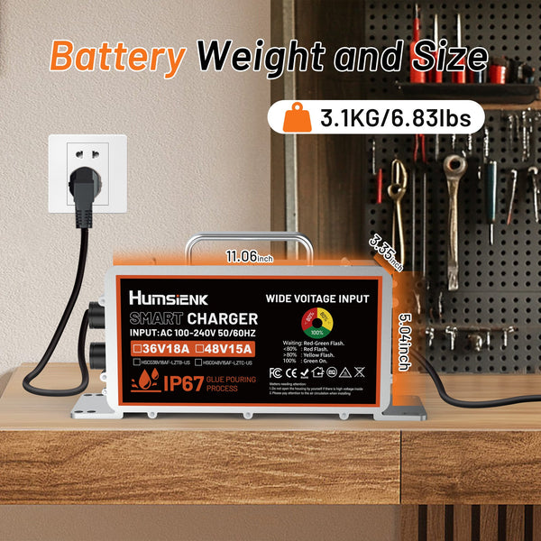 Humsienk - 48V (58.4V) 15A LiFePO4 Battery Charger