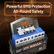 Humsienk 12V 300Ah Bluetooth LiFePO4 Battery with 200A BMS