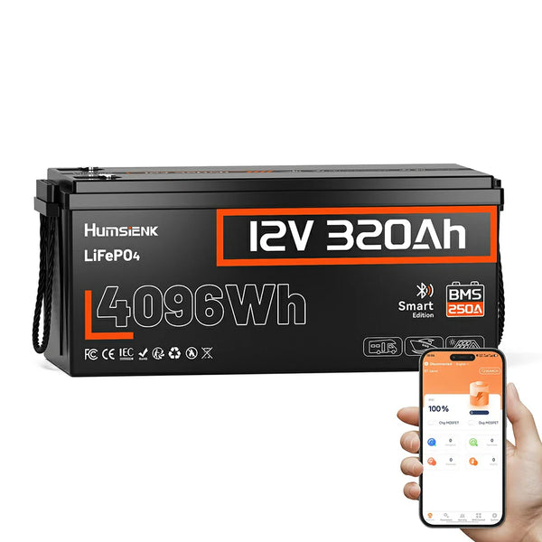 [Black Friday Deal - 10% Discount] Humseink - 12V 320Ah Bluetooth LiFePO4 Battery with 250A BMS