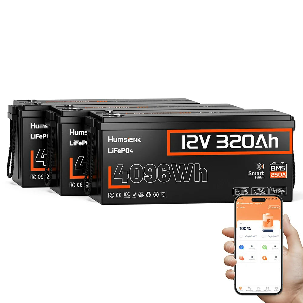 オックス Humsienk - 12V 320Ah Bluetooth LiFePO4 Battery with 250A BMS