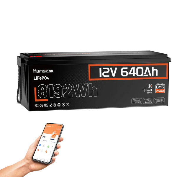 [Black Friday Deal - 10% Discount] Humseink - 12V 640Ah Bluetooth LiFePO4 Battery with 250A BMS
