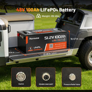 Humsienk 48V (51.2V) 100Ah LiFePO₄ Battery Kit for Golf Carts & 48V Ride-On Mowers – 200A BMS & Bluetooth