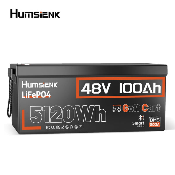 [Black Friday Deal - 10% Discount] Humseink - 48V 100Ah Golf Cart Bluetooth LiFePO4 Battery with 200A BMS V1
