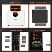 Humsienk -Humsienk 48V (51.2V) 100Ah 5.12kWh Wall-Mount Bluetooth LiFePO4 Battery with 100A BMS & 3A Active Balancing