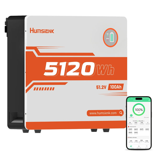 [Black Friday Deal - 10% Discount] Humseink - 48V (51.2V) 100Ah Wall-Mounted Bluetooth LiFePO4 Battery with 100A BMS