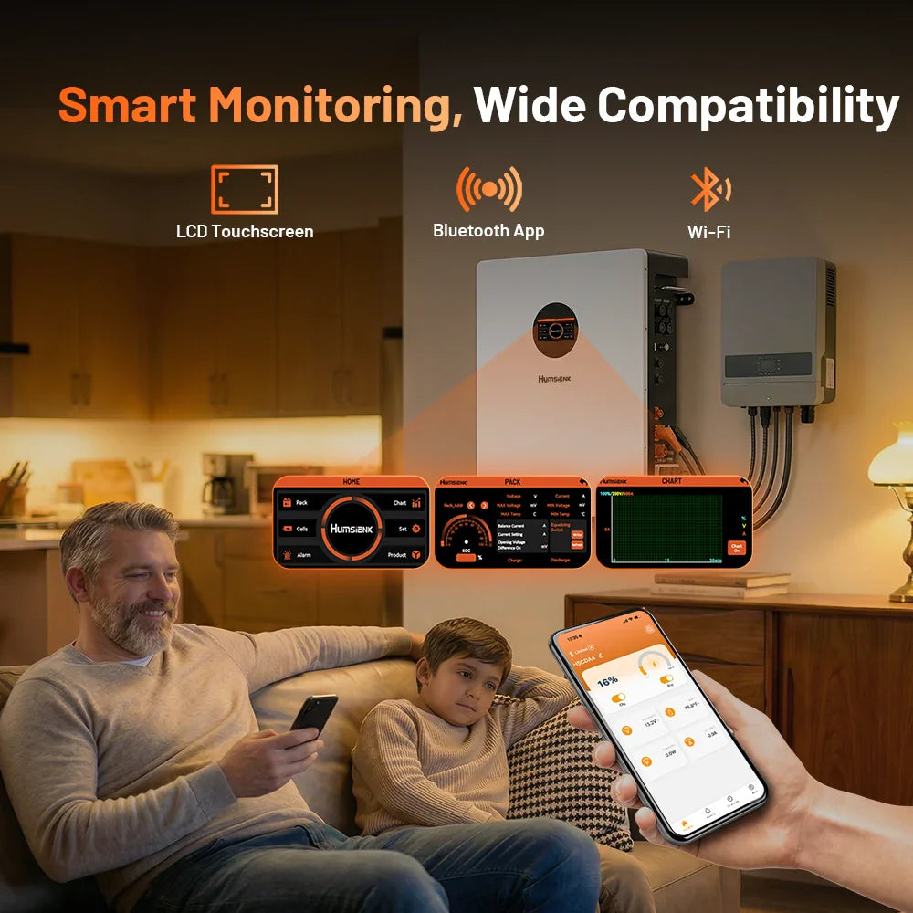 Humsienk_48V_300Ah_Wall_Mounted_LiFePO4_Battery_Smart_Monitor