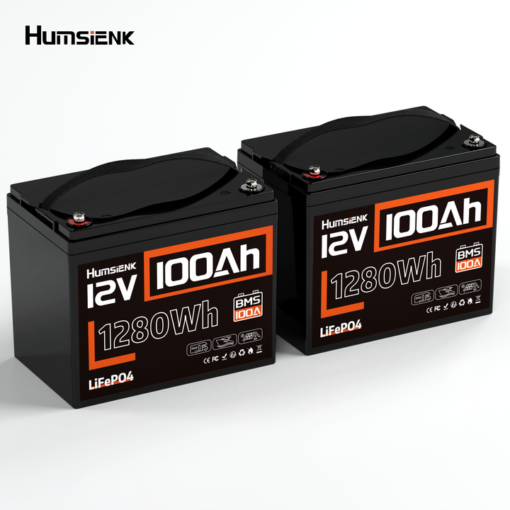 Humsienk - 12V 100Ah Group 24 LiFePO4 Battery with 100A BMS